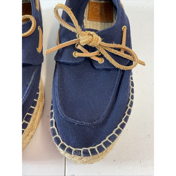 Tory Burch Espadrilles Blanton Boat Shoes Navy Size 8 Nautical Coastal Chic - Picture 10 of 12